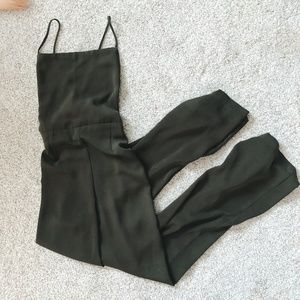 Forever 21 Olive Green Open Back Jumpsuit